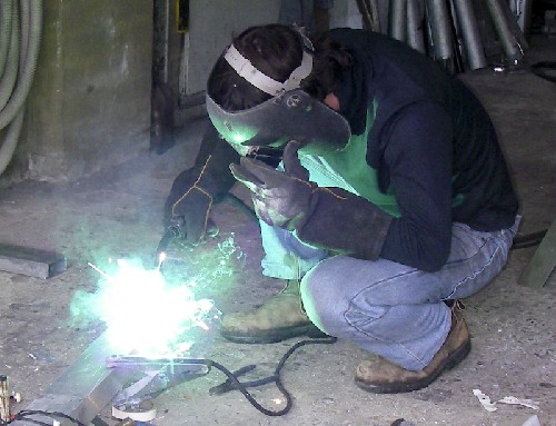Chris welding together last bits of PAC2 frame