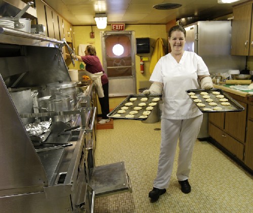 The wonderful cook onboard - Christina - with newly baked cookies for us! - Click for full-size.