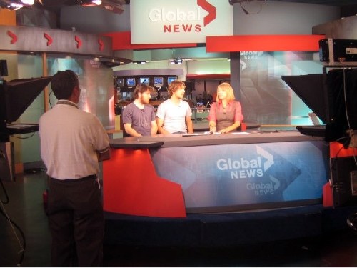 Us being interviewed live for Global News, Canada - Click for full-size.