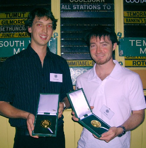 Chris and Clark holding their Australian Geographic Spirit of Adventure award - Click for full-size.