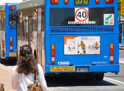 Ad for the book on the back of a bus in Sydney - Click for full-size.