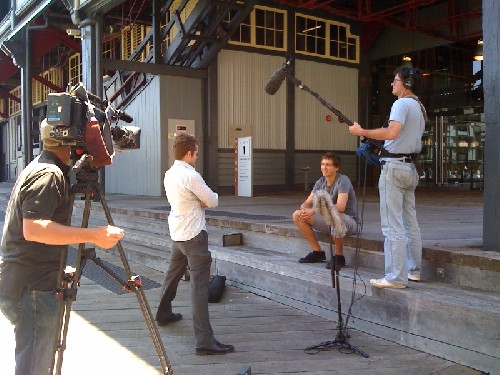 Clark being filmed for ABCs 730 Report - Click for full-size.