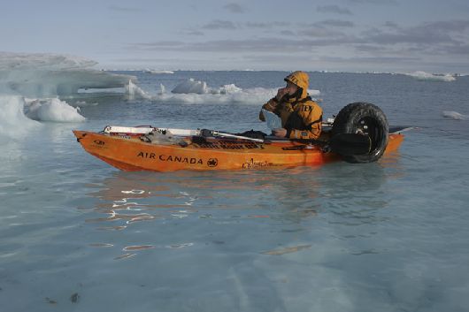 Paddling past icebergs in 2005